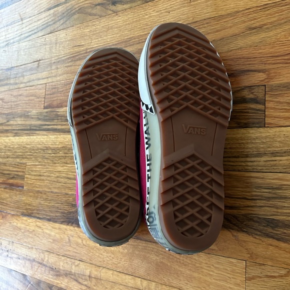 VANS Old Skool Platform Logo Stacked Cabaret Hot Pink/Black/White Sneaker Size 9 - Picture 5 of 6